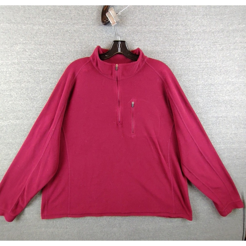 LL Bean Mens Jacket XL Red Fleece 1/4 Zip Outdoor Lightweight Hiking Casual